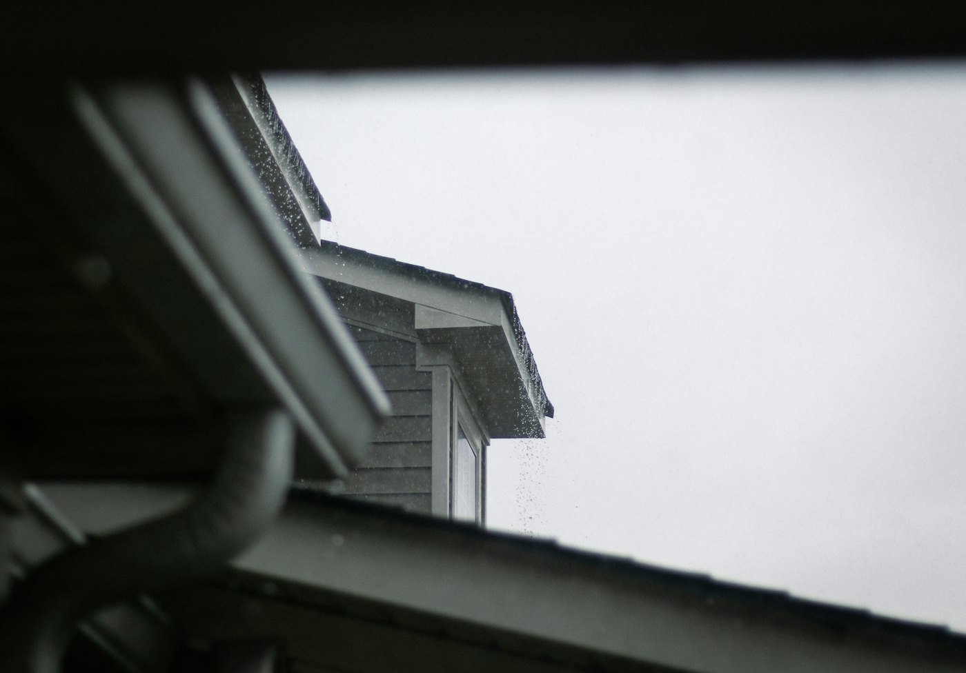 Gutter along the edge of a roof